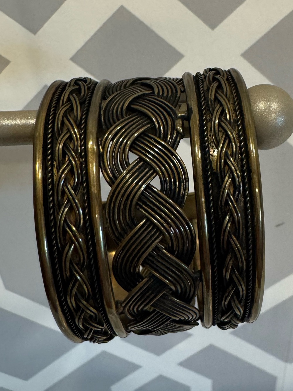 Decorative Braided Metal Bracelet - Bronze